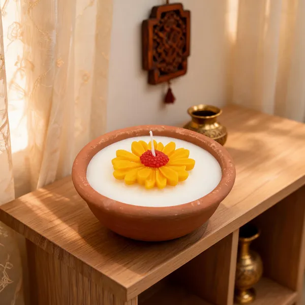 Terracotta_Floral_Yellow_Bloom_Decorative_Candle