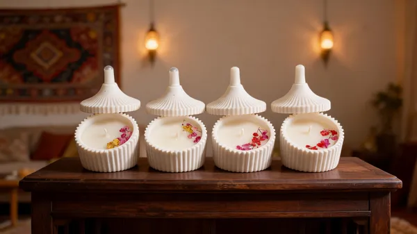Wax_Floral_Lotus_Ribbed_Decorative_Candle_Set