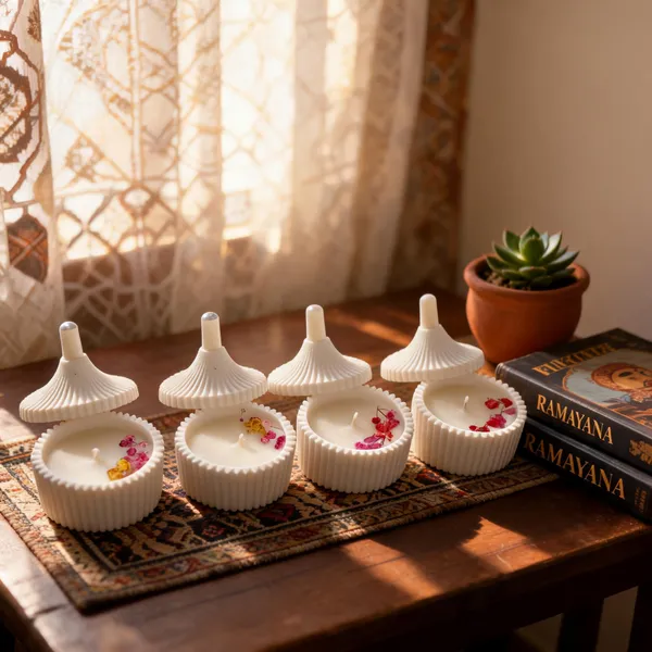 Wax_Floral_Lotus_Ribbed_Decorative_Candle_Set