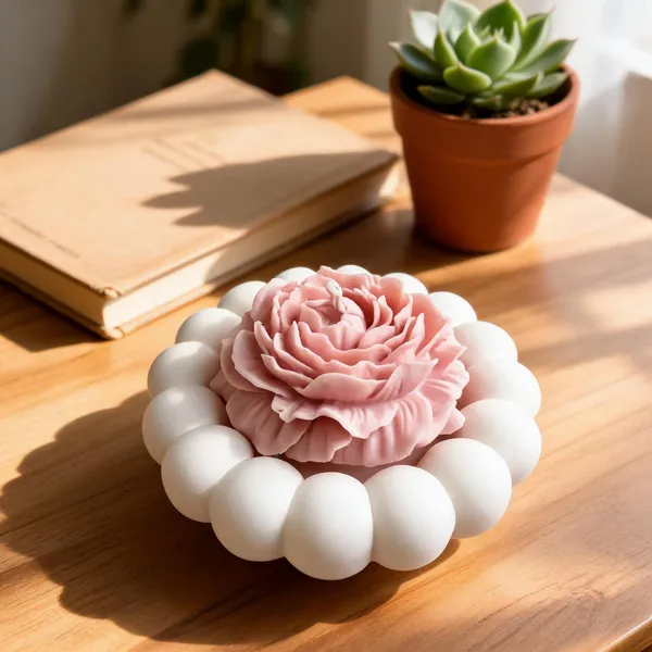 Wax_Floral_Pink_Bubble_Decorative_Candle
