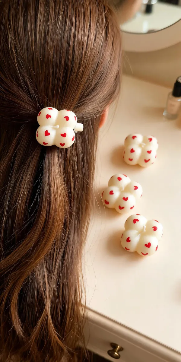 Cream_Floral_Heart_Print_Hair_Clips_For_Women_-_Pack_of_4