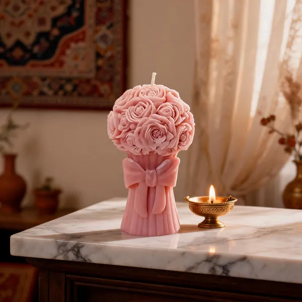 Wax_Floral_Rose_Bouquet_Sculpted_Decorative_Candle