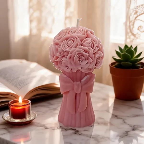 Wax_Floral_Rose_Bouquet_Sculpted_Decorative_Candle