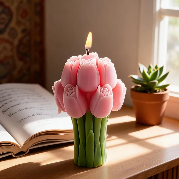Wax_Sculpted_Pink_Lotus_Floral_Decorative_Candle