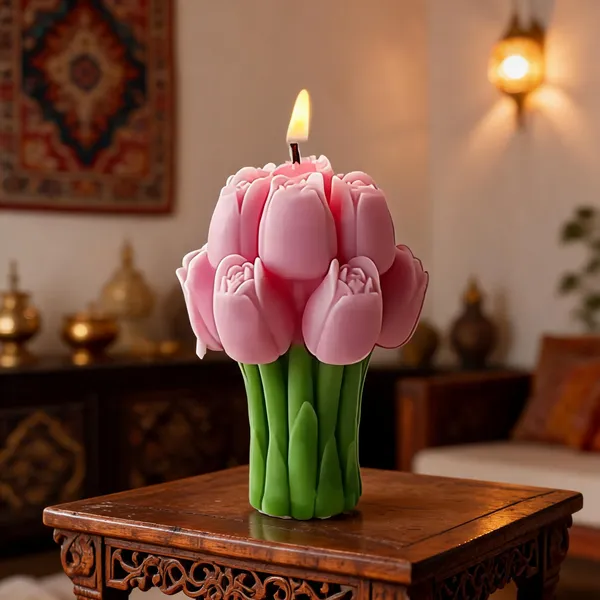 Wax_Sculpted_Pink_Lotus_Floral_Decorative_Candle