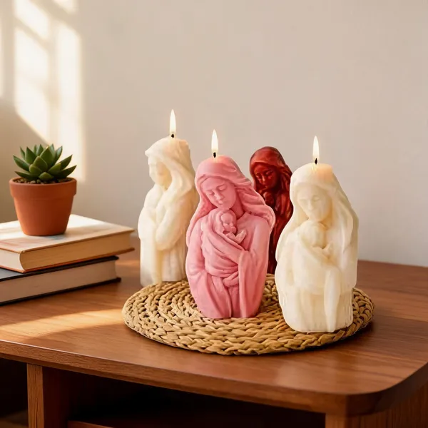 Wax_Religious_Figurine_Sculpted_Candle_Set_Pack_Of_4