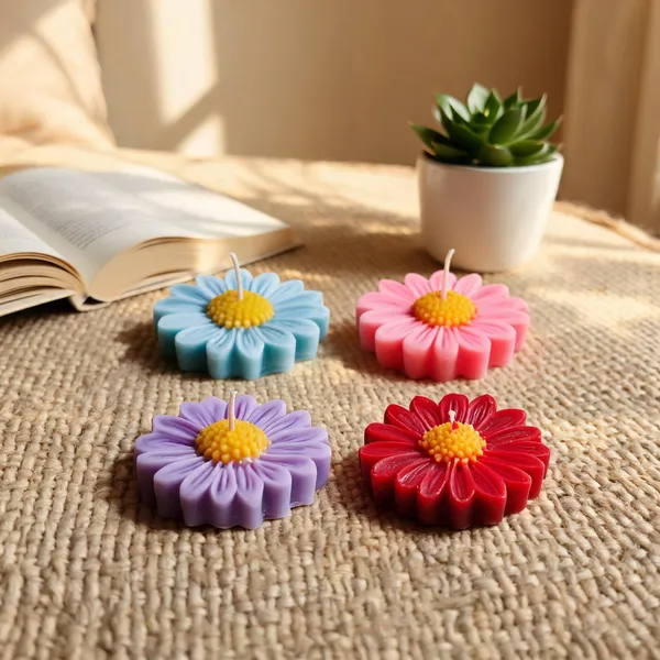 Wax_Floral_Multicolour_Flower_Shaped_Candle_Set_-_Pack_of_4