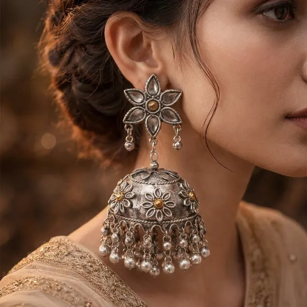 Silver_Zinc_Jumkha_Earrings_For_Women