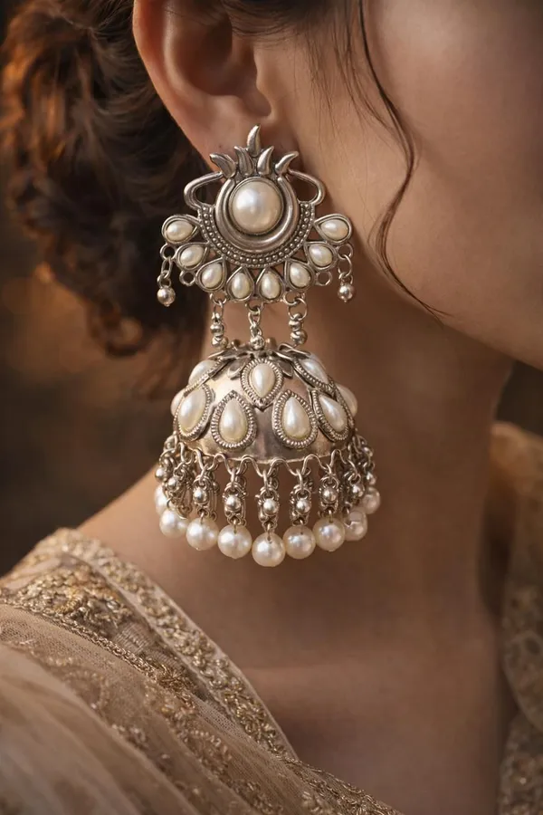 White_Zinc_Jumkha_Earrings_For_Women