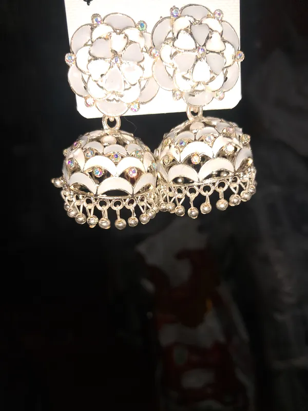 White_Zinc_Jumkha_Earrings_For_Women