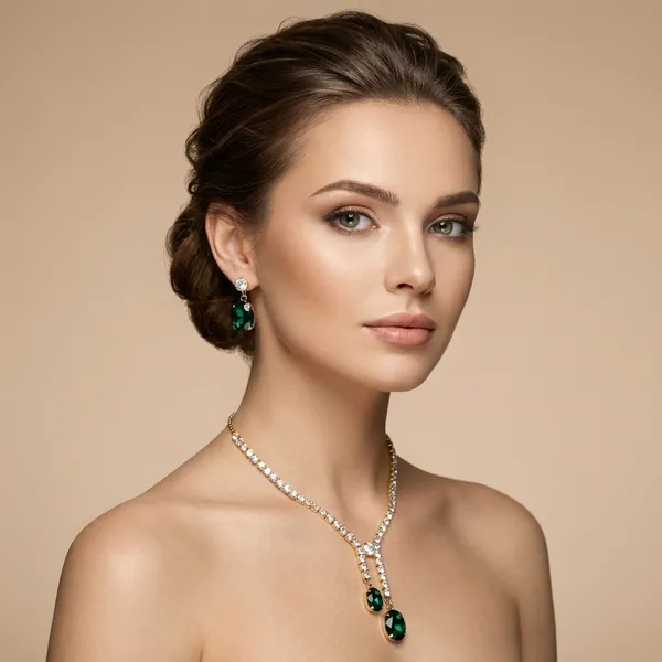 Dark_Green_Metal_Necklace_Set_For_Women