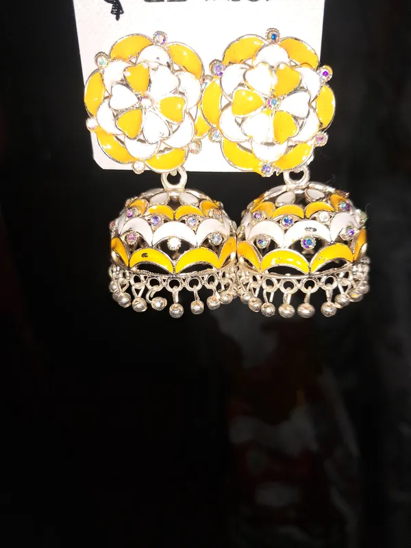 Yellow_Zinc_Jumkha_Earrings_For_Women