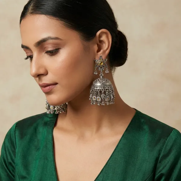 Silver_Zinc_Jumkha_Earrings_For_Women