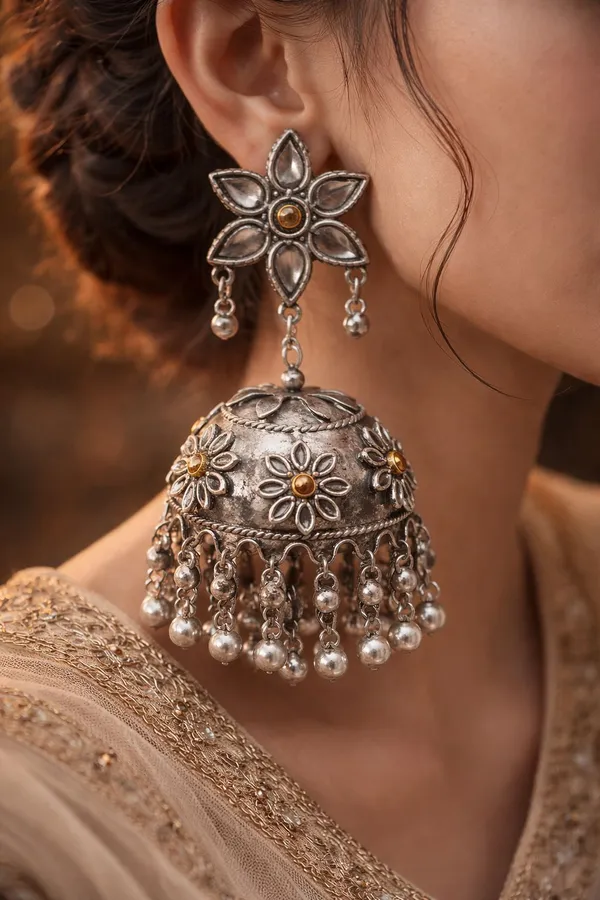 Silver_Zinc_Jumkha_Earrings_For_Women