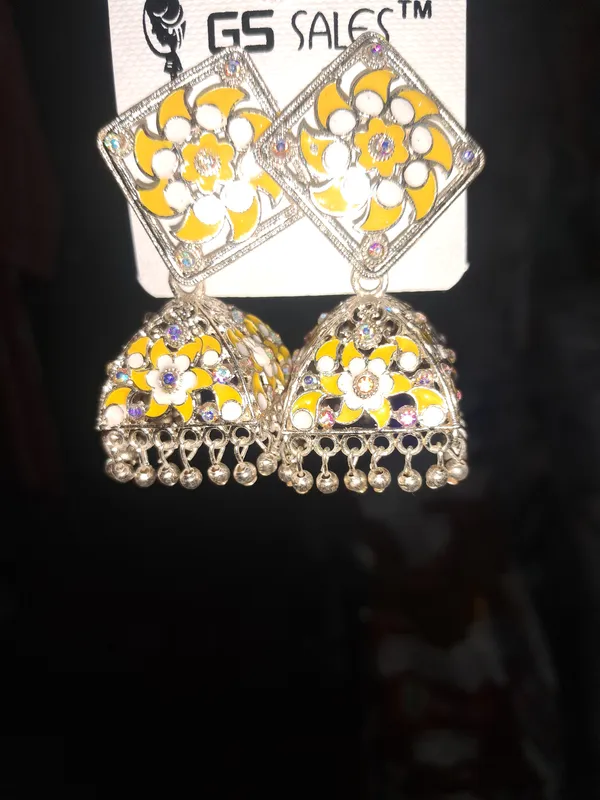 Yellow_Zinc_Jumkha_Earrings_For_Women