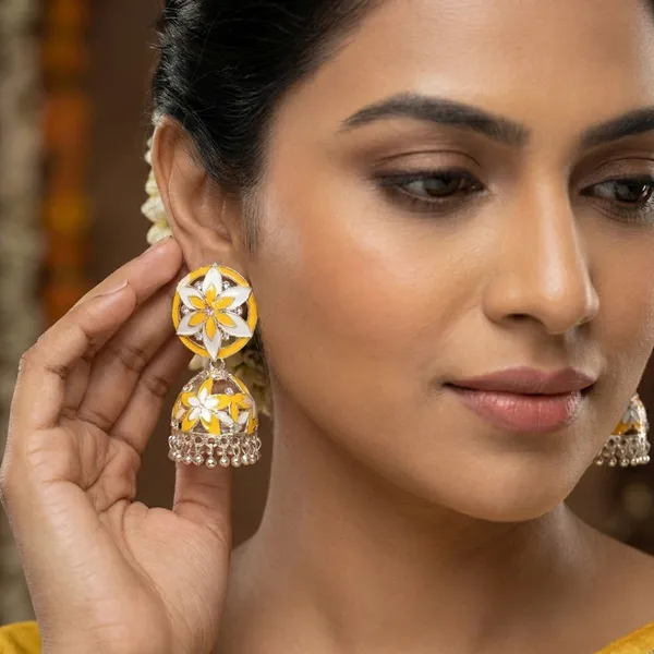 Yellow_Zinc_Jumkha_Earrings_For_Women