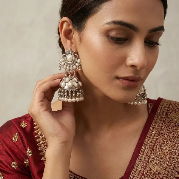 White_Zinc_Jumkha_Earrings_For_Women