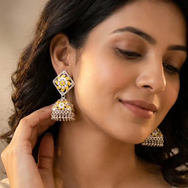 Yellow_Zinc_Jumkha_Earrings_For_Women