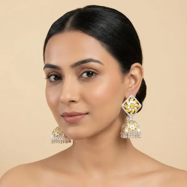 Yellow_Zinc_Jumkha_Earrings_For_Women