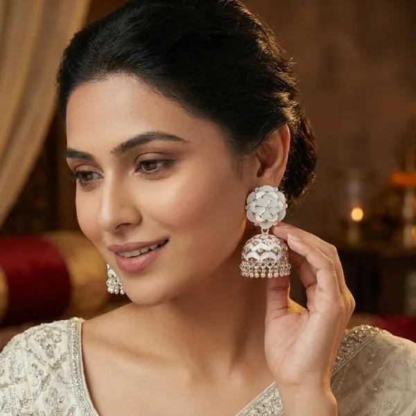 White_Zinc_Jumkha_Earrings_For_Women