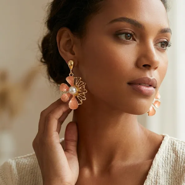 Peach_Zinc_Drop_Earrings_For_Women