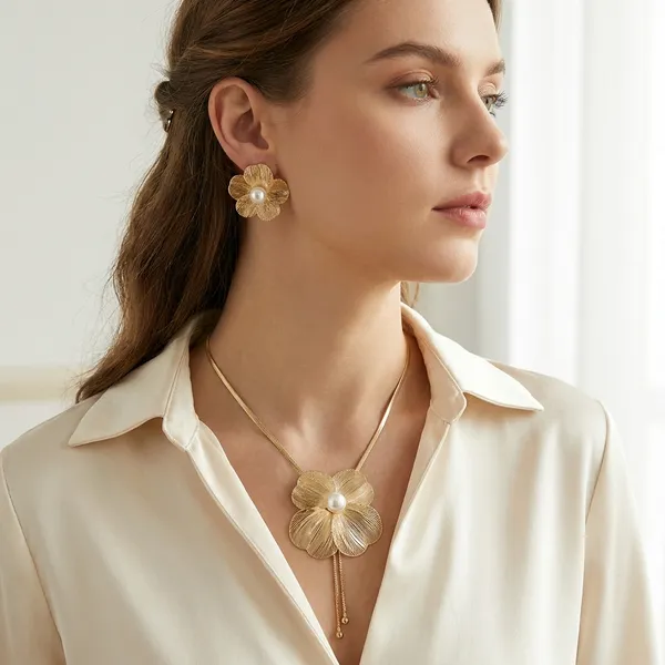 White_Metal_Necklace_Set_For_Women