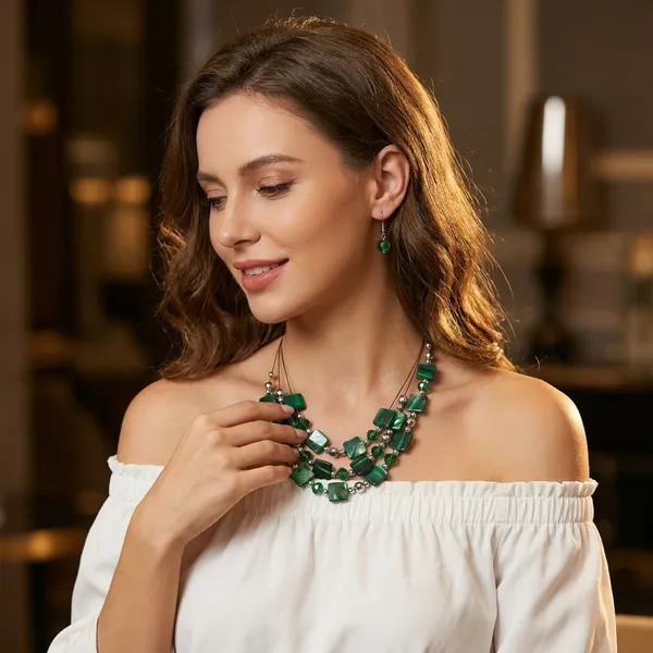 Green_Agate_Beaded_Necklace_Set_For_Women