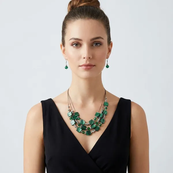 Green_Agate_Beaded_Necklace_Set_For_Women
