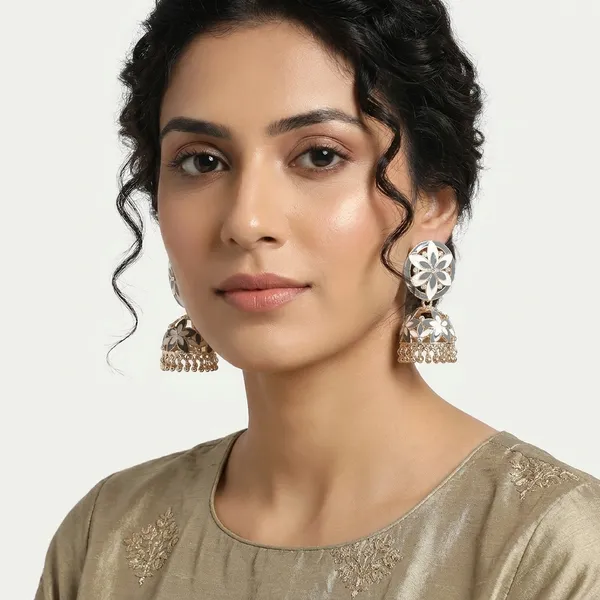 White_Zinc_Jumkha_Earrings_For_Women