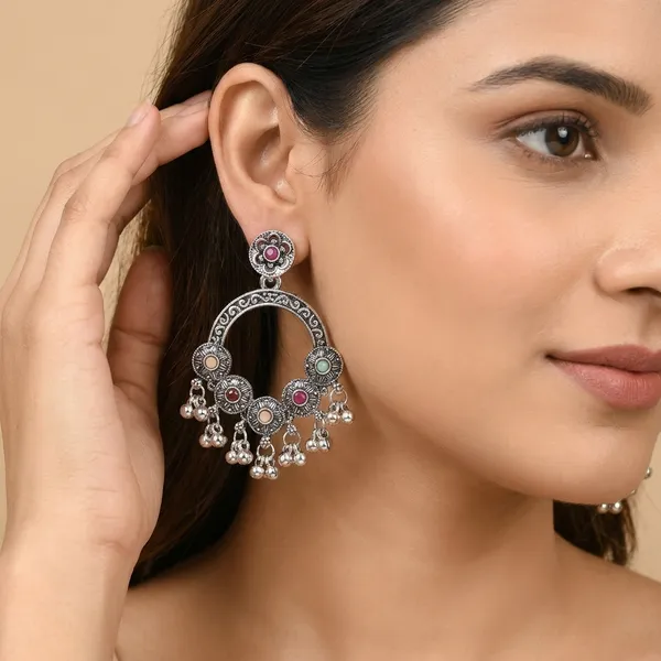 Pink_Silver_Zinc_Jumkha_Earrings_For_Women