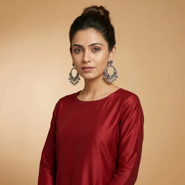 Pink_Silver_Zinc_Jumkha_Earrings_For_Women