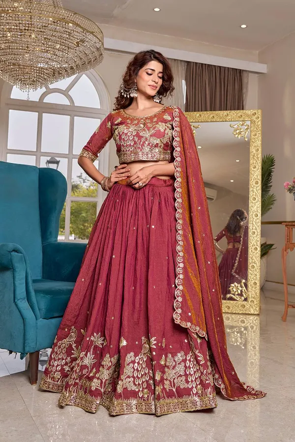 Maroon_Embroidered_Lehenga_Choli_Set_with_Dupatta