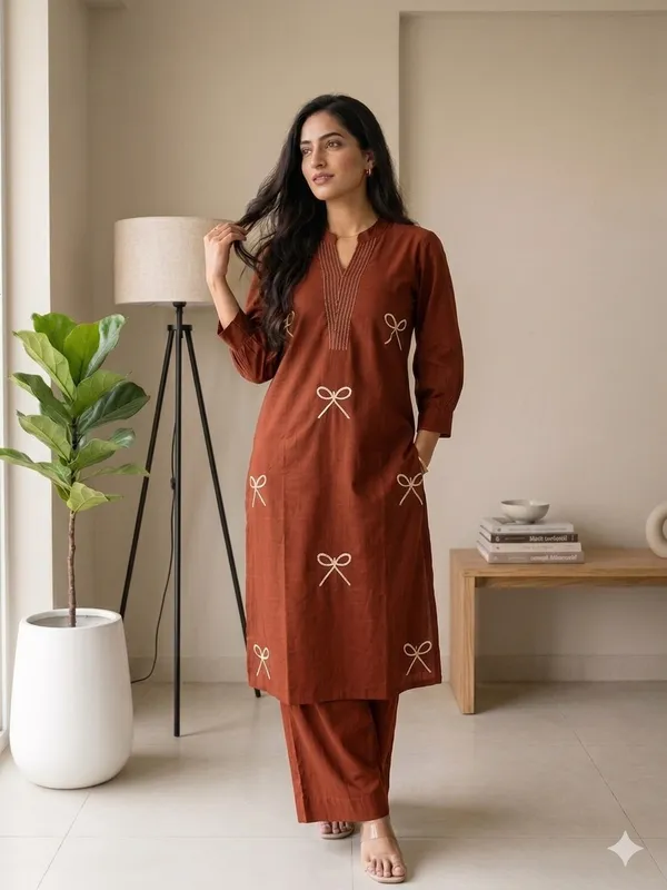 Rust_Orange_Kurta_Palazzo_Set_with_Bow_Embroidery