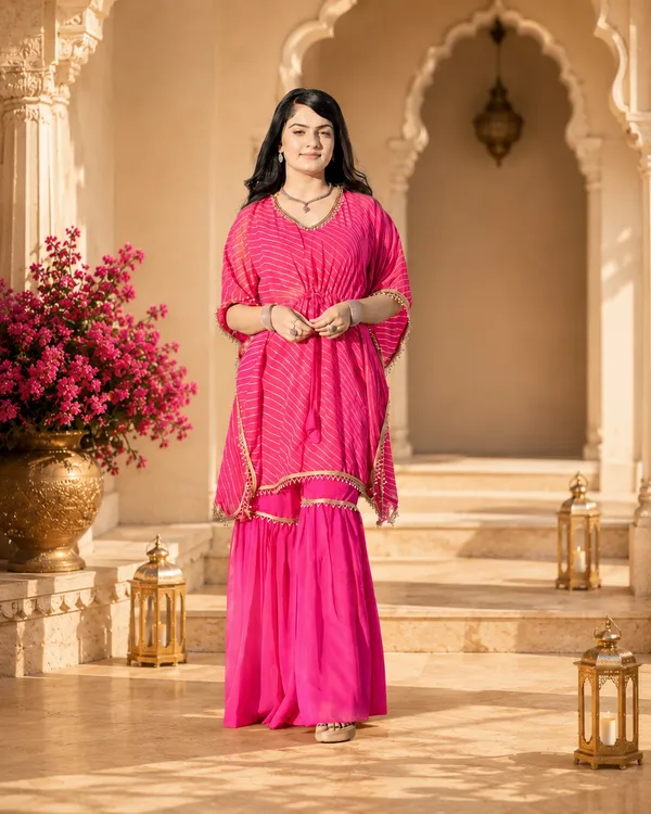 RichOra_Pink_Aura_Kaftan_Sharara_Set