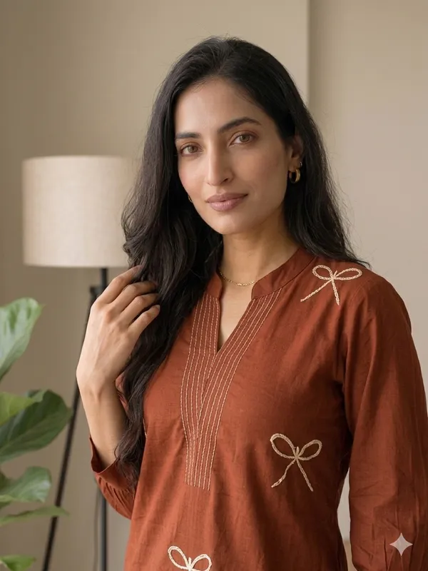 Rust_Orange_Kurta_Palazzo_Set_with_Bow_Embroidery