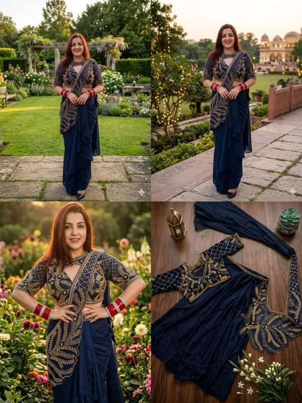 Navy_Blue_Velvet_Saree_with_Embroidered_Blouse
