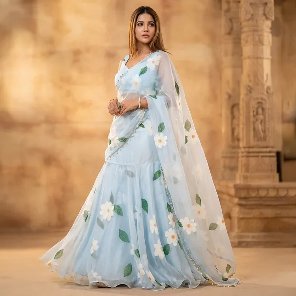Sky_Blue_Floral_Print_Lehenga_Choli_Set_with_Dupatta