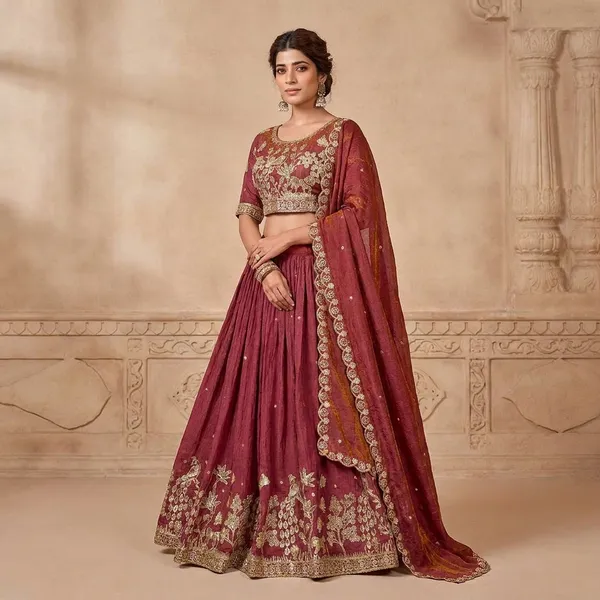 Maroon_Embroidered_Lehenga_Choli_Set_with_Dupatta