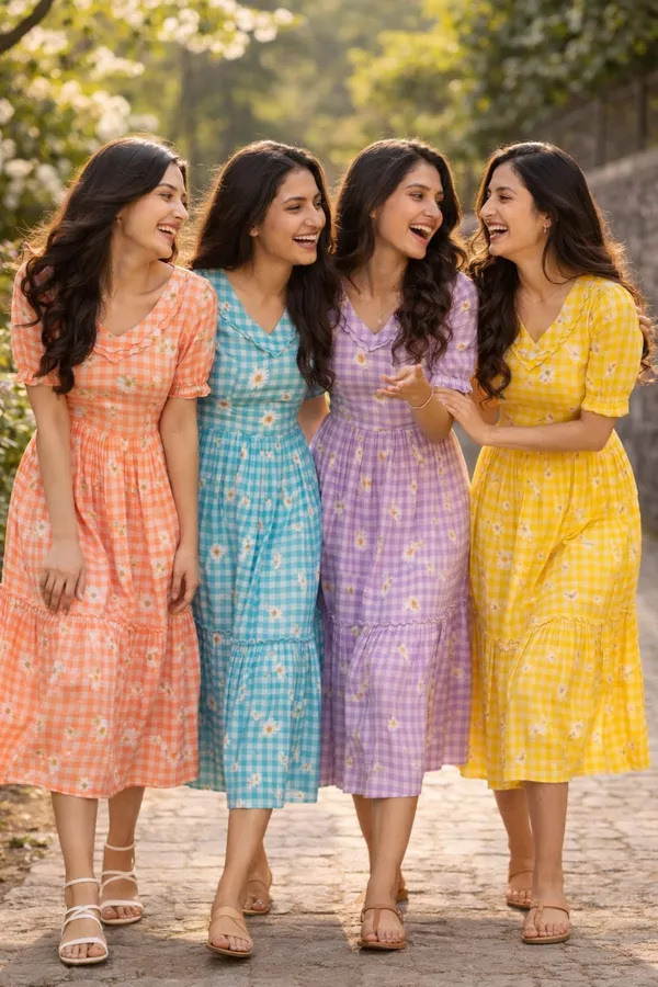 RichOra_AquaBloom_Muslin_Silk_Midi_Dress