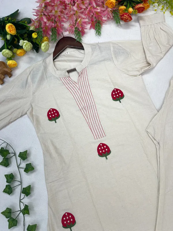 RichOra_BerryBloom_Cotton_Kurta_pant_Set