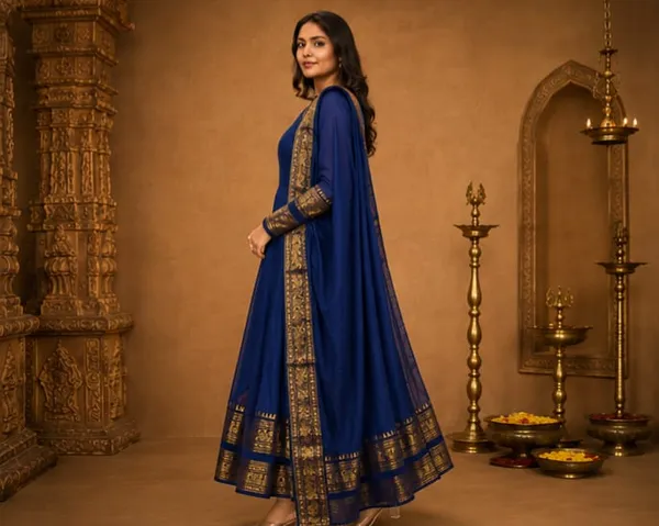 RichOra_Rajwada_Royal_Blue_Jacquard_Zari_Anarkali_Gown_Set