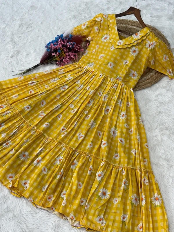RichOra_Sunshine_Daisy_Gingham_Flared_Midi_Dress