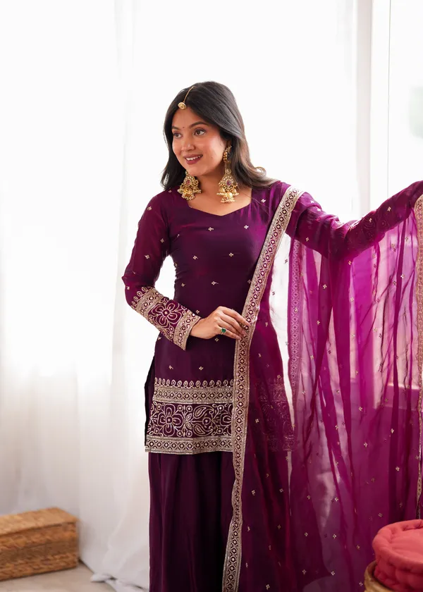 Women’s_Fendy_Silk_Top_Kurta_with_Dupatta_&_Farshi_Shalwar_Set