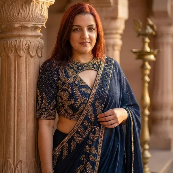 Navy_Blue_Velvet_Saree_with_Embroidered_Blouse