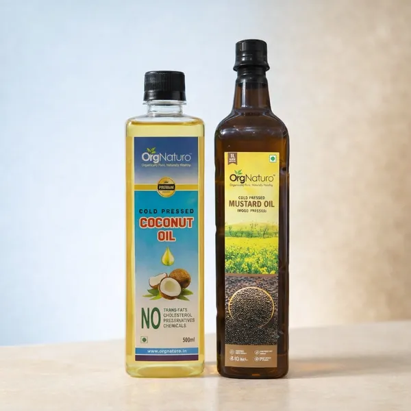 OrgNaturo_Wood_Pressed_Coconut_Oil_+_OrgNaturo_Wood_Pressed_Mustard_Oil_(Pack_Of_2)