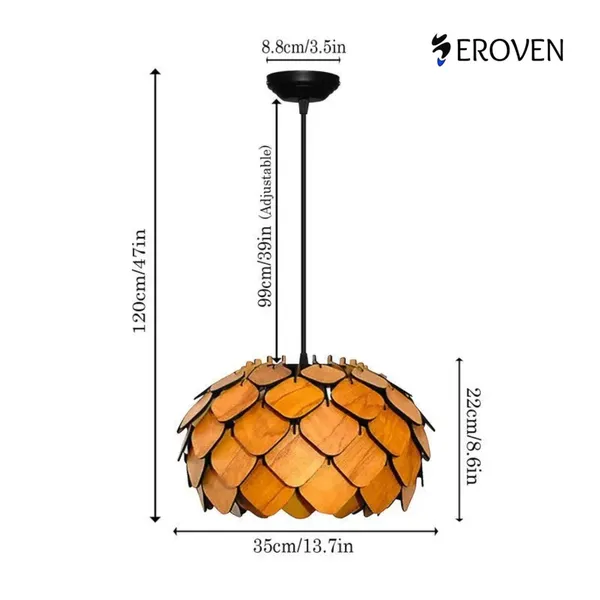 AuraWood_|_Wooden_Ceiling_Lamp_-_Brown_|_Handcrafted_Decorative_Pendant_Light_with_Warm_Ambient_Glow
