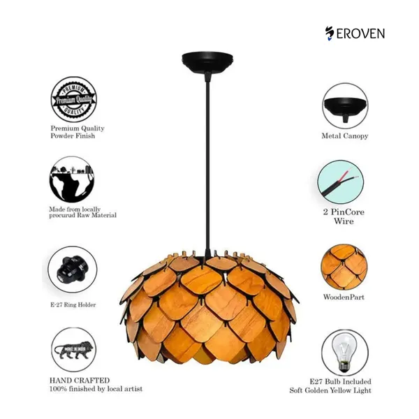 AuraWood_|_Wooden_Ceiling_Lamp_-_Brown_|_Handcrafted_Decorative_Pendant_Light_with_Warm_Ambient_Glow