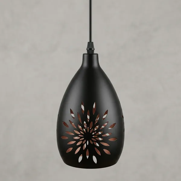 Black_Metal_Floral_Cutout_Teardrop_Pendant_Lamp