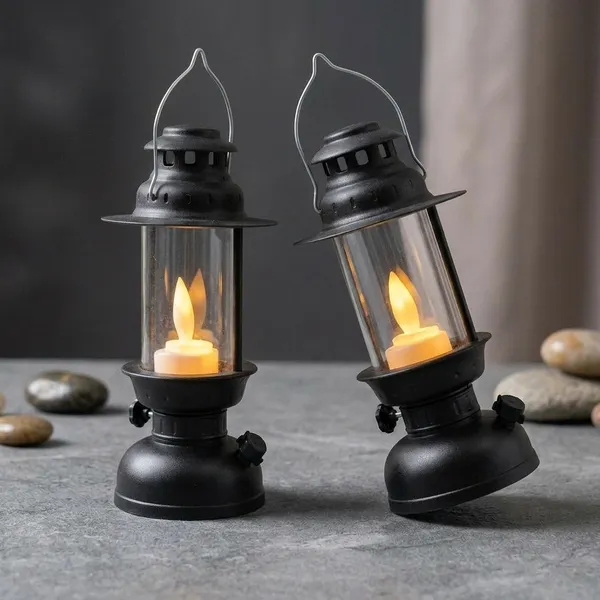 Black_Metal_Vintage_Style_LED_Lantern_with_Flickering_Flame_Effect_-_Pack_of_2
