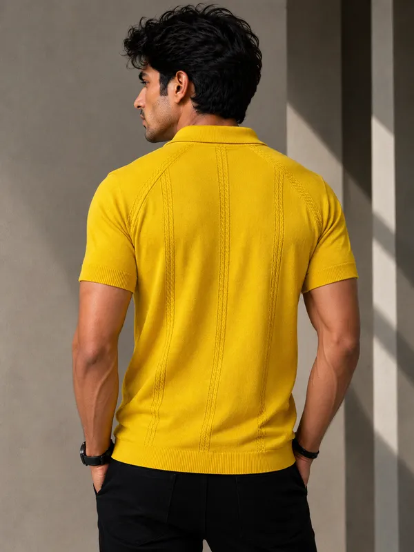 White_And_Yellow_Knitted_Polo_Collar_Short_Sleeve_Sweater_for_Men_|_Pack_Of_2